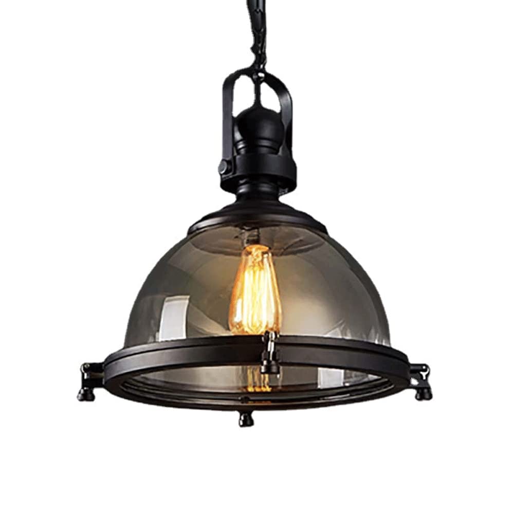 Portalámparas E27 Pantalla de lámpara colgante de vidrio de una sola cabeza, lámpara colgante de estilo industrial retro, lámpara de decoración de casa de campo de cafetería con longitud ajus