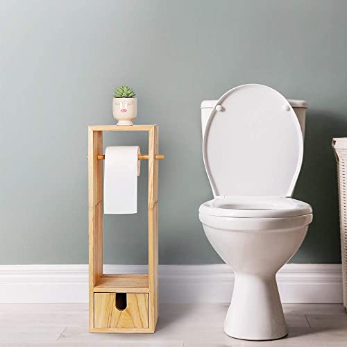 Toilet Paper Holder Toilet Paper Stand Roll Holder Stand and Dispenser with Storage for Bathroom - Image 2