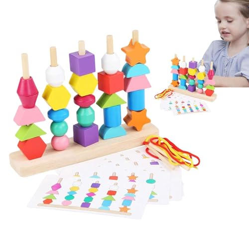 Nuhjytgf Juguetes de clasificación para niños pequeños, Juego de Juego de - Bobas de Cordones de Madera Juego de Juego de niños Divertidos - Juguetes preescolares de clasificación de educativa para