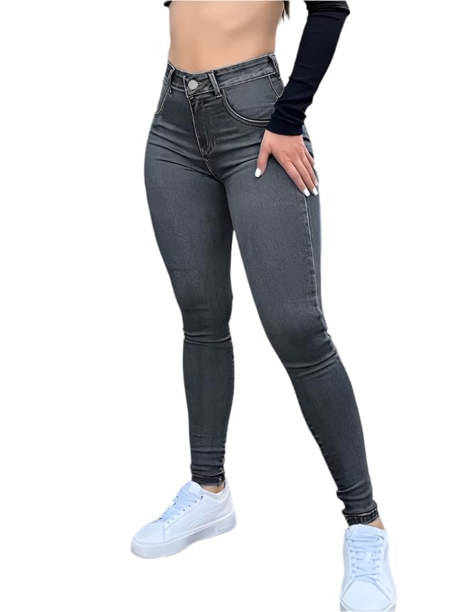 High-Waisted Stretch Denim Jeans for Women – Slim Fit, Comfortable Casual Pants, Functional Pockets in Black, Grey, Washes2