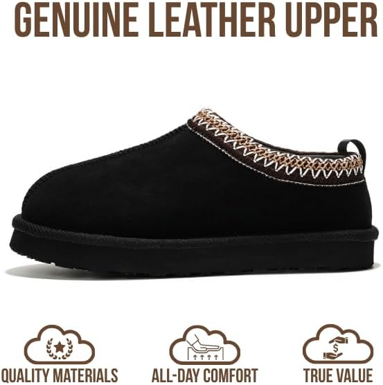 Project Cloud 100% Genuine Leather Womens Slippers with Genuine Australian Shearling Fur Lining Slippers for Women - Non-Slip EVA with Memory Foam Fuzzy Slippers Women Footwear (Nerita) - Image 3