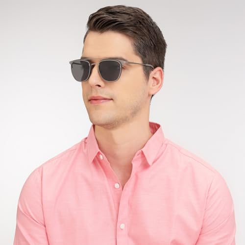 Vincent Chase By Lenskart | Grey Full Rim Rectangular | Blend Edit | Branded Latest and Stylish Sunglasses | 100% UV Protected | Men & Women | Medium | VC S129113