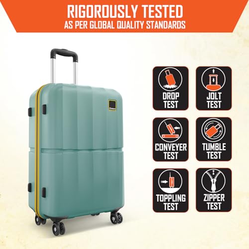 Image of Safari Genius Theo 8 Wheels 66cm Medium Size Check-in Trolley Bag, Hard Case Polycarbonate, 360 Degree Wheeling Luggage, Suitcase for Travel, Trolley Bags for Travel, Sage Green