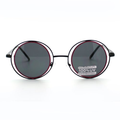 JuicyOrange Double Circle Frame Round Sunglasses Thin Metal Unique Fashion Shades2