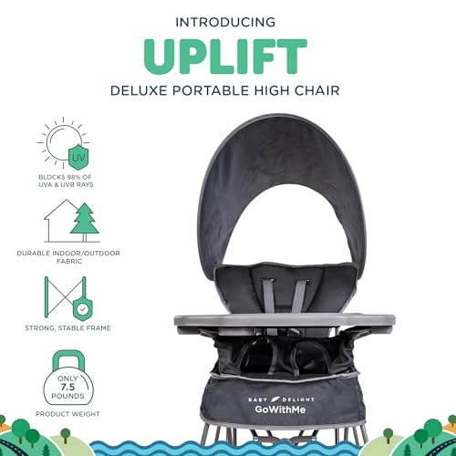 Baby Delight Go with Me Uplift Deluxe Portable High Chair | Sun Canopy | Indoor and Outdoor | Grey by Baby Delight - Image 2