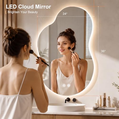 24" x 40" Irregular Backlit Bathroom Mirror, Anti-Fog - Image 2