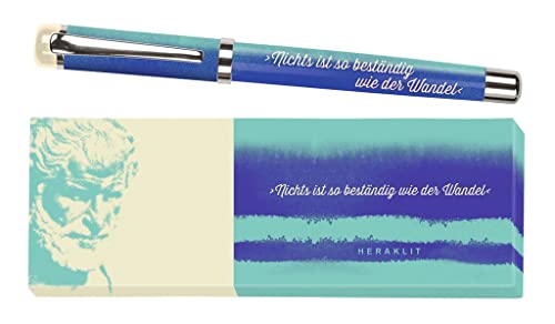 moses. libri_x Tintenroller Heraklit, Tintenschreiber aus Metall mit blauer Mine, Bedruckt mit Zitat von Heraklit von Ephesos, in einer schönen Schachtel, 1 stück (1er Pack)