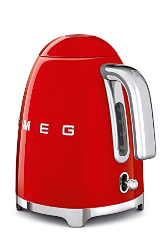 Image of Smeg 1.7L Electric Kettle 2400W, Original Italian Brand, Patented Smeg Color, Highest Food Grade Stainless Steel Full Body, Soft Lid Opening System, Luxury 50's Style (Red)