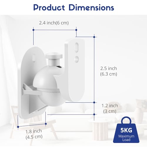 TNP Universal Satellite Speaker Wall Mount Bracket Ceiling Mount Clamp with Adjustable Swivel and Tilt Angle Rotation for Surround Sound System Satellite Speakers - Image 2