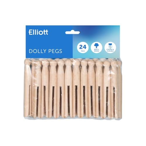 Elliott Mollette tradizionali in legno di faggio, confezione da 24 pezzi, perfette per uso interno ed esterno e tengono i vestiti senza lasciare segni, ideali per lavori artigianali, beige