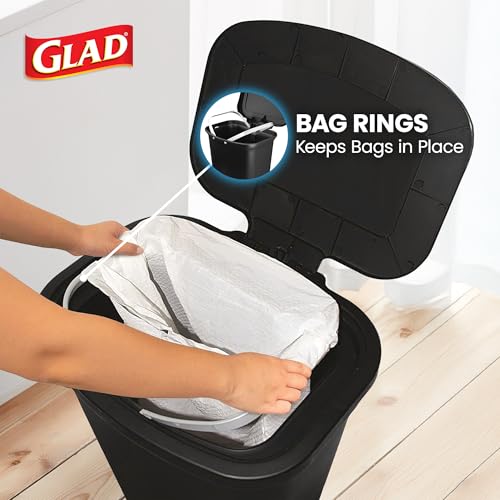 Image of Glad 20 Gallon Trash Can with Clorox Odor Protection | Plastic Kitchen Waste Bin | Hands Free with Step On Foot Pedal and Garbage Bag Rings, Black