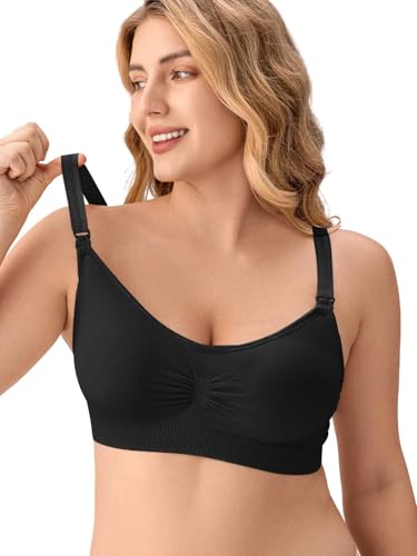 Image of Angelhood Nursing Bra 5 Pack Womens Maternity Breastfeeding Seamless Wireless Sleep Bra with Extenders