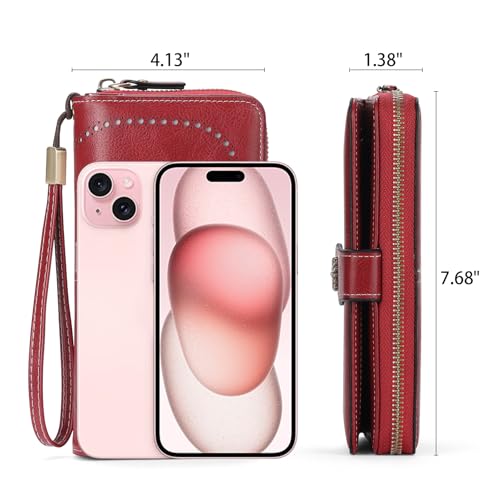 Wallets for Women Leather Credit Card Holder with RFID Blocking Holder Bifold Wristlet Clutch Wallet4