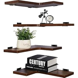 YYWUOJJ Corner Shelf Wall Mounted, Corner Floating Shelves for Wall, Set of 4 Brown