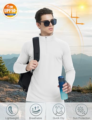 KEFITEVD Men's UPF 50+ Sun Protection Shirts Long Sleeve 1/4 Zip Up T-Shirt Quick Dry UV Fishing Running Rash Guard2