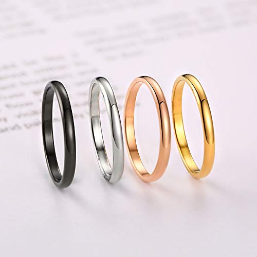 JAJAFOOK 4PCS/Set 2mm Stacking Rings for Women Stackable Thin Band Knuckle Finger Stacking Plain Ring, Size 10