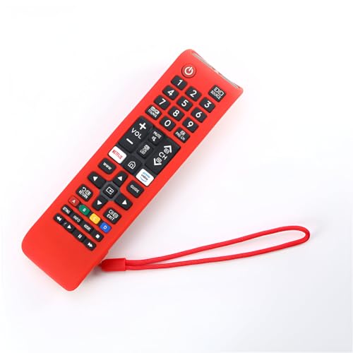 Image of RAYA Silicone Remote Cover Compatible with Samsung Smart TV Remote BN59-01315 / Foxsky TV /X Electron TV Remote Protective Case with Lanyard (Red)