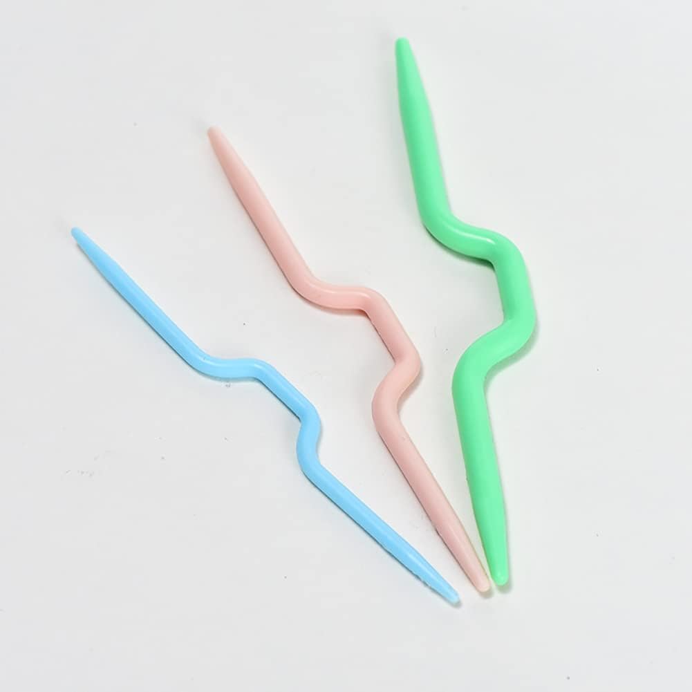 53 Arts 3 Pcs Plastic Cable Knitting Needles Set – Curved Crochet Cable Hooks, Crooked Stitch Holder Needles for Knitting, Weaving & Sewing Accessories for DIY Craft-picture-20