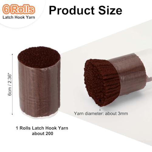 Image of PATIKIL 6 Rolls Latch Hook Yarn, Latch Hook Kit Yarn Precut Hook Rugs Making Crochet Bundles for Latch Hook Rug Adults Beginners Tapestry DIY Craft, Dark Brown