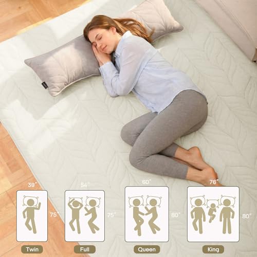 Image of ZonLi Japanese Floor Mattress Futon Mattress Twin Size, 6 inch Thicken Roll Up Tatami Mat 100% Cotton Washable Cover, Portable & Foldable Floor Bed Mattress for Sleeping, Dormitory, Adult, Khaki