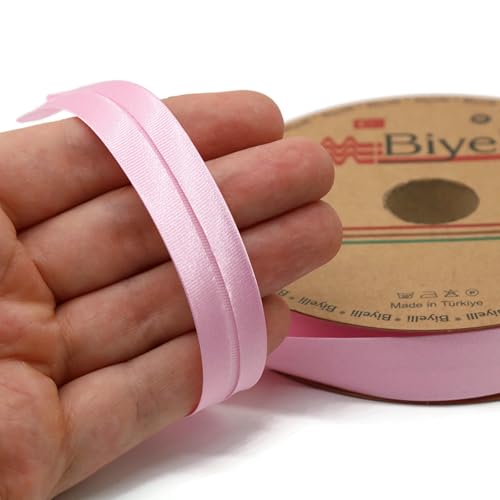 Image of Fold Satin Bias Tape - 99+ Colors - 3 /4 Inches Wide - 27 Yards - Fold Satin Binding Bias Ribbon Fabric Piping Bias Binding Tape for Sewing Clothing DIY (07. Lace Pink) BYS07