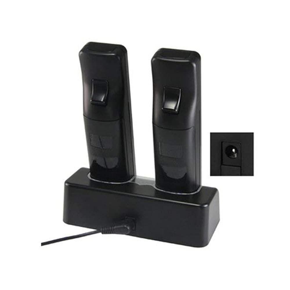 OSTENT Caricabatterie Dock Station + 2 Batterie compatibili per Nintendo Wii Remote Controller Colore Nero