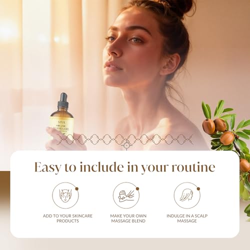 Image of SIVA ORGANICS Jojoba Carrier Oil with Dropper, 4 Fl Oz (118 ml) | Jojoba Oil for Skin Care, Facial Oil, Hair Care, Scalp Massage, Nail Care, Body Massage & DIY Beauty Blends, Glass Bottle