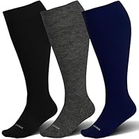 LEVSOX Plus Size Compression Socks for Women & Men Wide Calf 15-20mmHg Knee High Extra Large Support Socks for Nurse,Medical,Travel