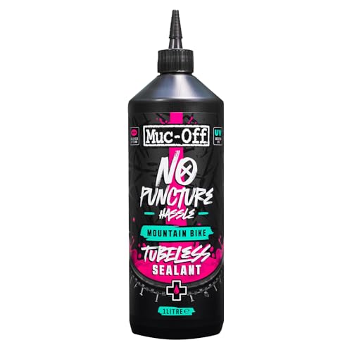 Muc-Off No Puncture Hassle Tubeless Sealant, 1 Liter - Advanced Bicycle Tyre Sealant with UV Tracer Dye That Seals Tears and Holes Up to 6mm (1 Liter (Pack of 1))