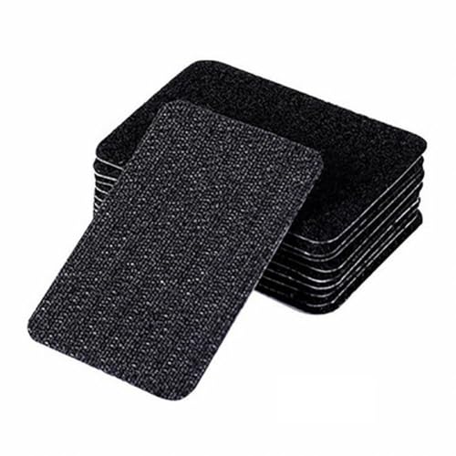 Gettimore Lot de 10 autocollants antidérapants en nylon pour tapis - 4 x 6 cm - Tapis sur sols lisses, murs, verre, amovibles et réutilisables - Noir ou blanc