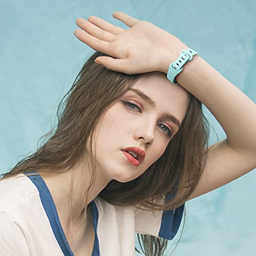 Image of Getino Compatible with Apple Watch Band 40mm 38mm 41mm 42mm iWatch SE Series 11 10 9 8 7 6 5 4 3 2 1 Slim Bands Women Men, Skinny Soft Silicone Sport iWatch Strap, Pink Sand /White /Lavender /Light Green