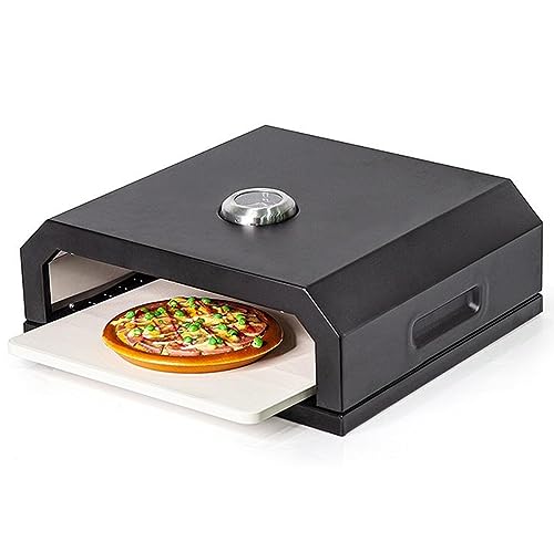 Horno portátil de pizza para barbacoa al aire libre de 12 pulgadas con termómetro, horno de leña para camping, uso doméstico, compatible con hornos eléctricos de carbono y de gas