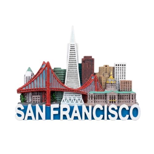 Imán de Resina Decorativo San Francisco Skyline 3x2.5 pulg miniatura 1