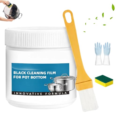 Pellicola di pulizia nera per fondo pentola, potente pasta per rimuovere i residui bruciati per pentole, detergente per padelle in acciaio inossidabile, pasta detergente multiuso potente per pentole
