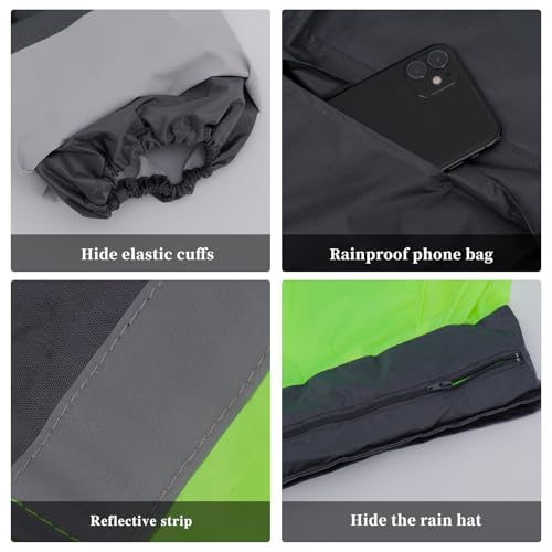 Image of Men's Lightweight Waterproof Rain Suit - Reflective Jacket & Pants with Hood for Outdoor Work, Fishing, Hiking