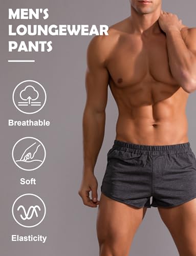 Men's 3-Inch Inseam Cotton Lounge Shorts Breathable Running Workout Active Shorts Sleep Bottoms2