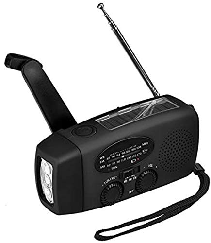 Preisvergleich Produktbild YHML Radio 5-In-1 Notbewegliches AM FM Radio-Energien-Bank Manuell Angetriebener AM / FM / Solar Radio Mit LED-Taschenlampe,Schwarz