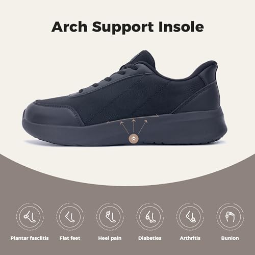 MEHOTO Mens Wide Toe Box Shoes Walking Arch Support Sneakers Comfortable Tennis Slip On Casual Shoes for Swelling Bunion Plantar Fasciitis US 7-124