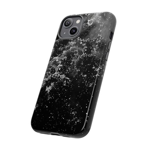 Coque iPhone 14 Plus galaxie noire et blanche rigide brillante