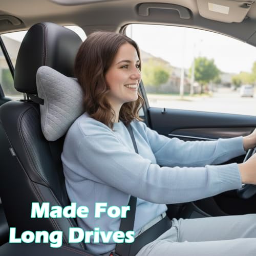 Image of Velvet Soft car Neck Pillow for Travel, Travel Rest Pillow Car Pillow Rest Cushion Support & Shoulder for Long Driving Made /Cushion Set of Pillows Compatible with All Cars - Pack of 2 Pieces (Grey)