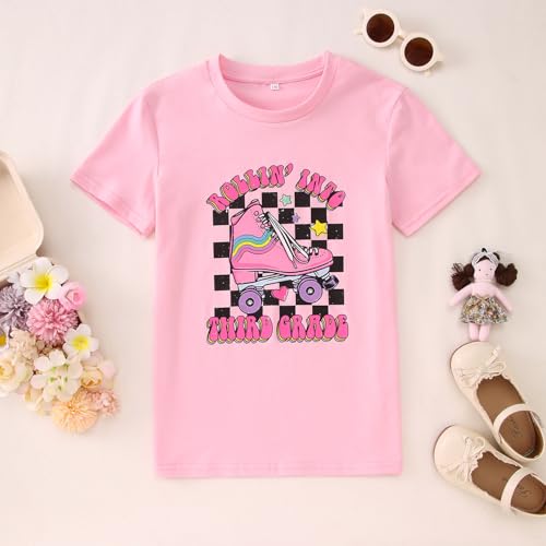 SOFEON First Day of School Shirt for Girls Rollin' Into 1st/2nd/3rd Grade T-Shirt Back to School Skating Graphic Tees Tops4