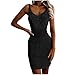 Black Slim Tunics for Women Summer Fall Spaghetti Strap V Neck Long Lounge Going Out Crochet Camisole Tank Knit Dresses Ladies 2026 Clothes Fashion Y2K M