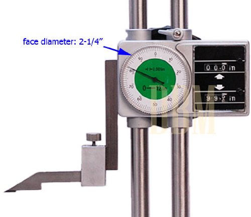 Fowler Twin Beam 12" Dial Height Gauge - .001" Graduation, Digital Counter, Fine-Adjust Wheel & Lock