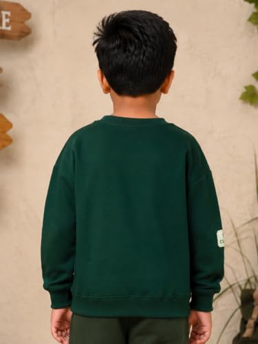 Image of KiddoPanti Boys Solid Round Neck Full Sleeve Fleece Sweatshirt | 60% Cotton 40% Polyester | Soft Warm Winter Pullover | Ribbed Cuffs & Hem | Casual Winter Sweatshirt for Kids