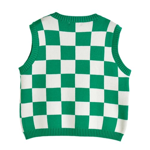 Image of Women's Sweater Vest,Y2K Sleeveless Pattern Preppy Style Knitted Crop Tank Top for Girl