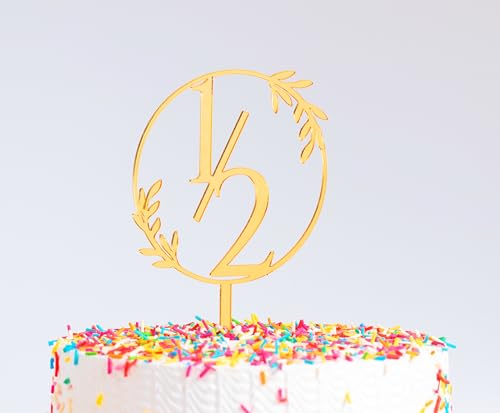 Image of Premium Golden Acrylic Cake Toppers - Perfect for Birthdays, Weddings (HALF BIRTHDAY GOLDEN ACRYLIC).