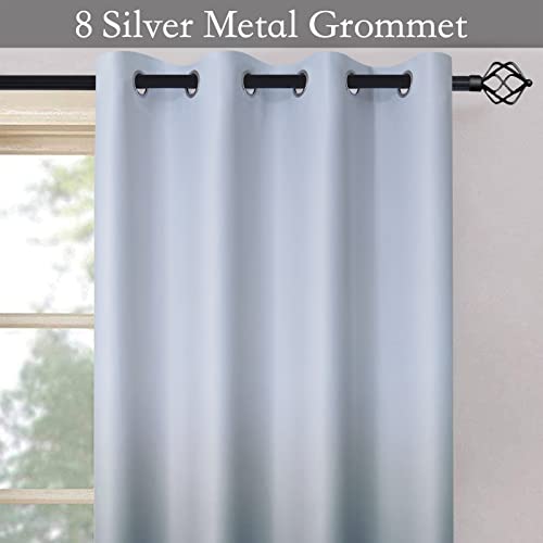 Image of SimpleHome Ombre Gradient Navy Blue White to Gray Bedroom Curtains, 52Wx84L | Room Darkening Curtains,Light Blocking Thermal Insulated Grommet Window Curtains for Living Room,2 Panels,84 Inches Length