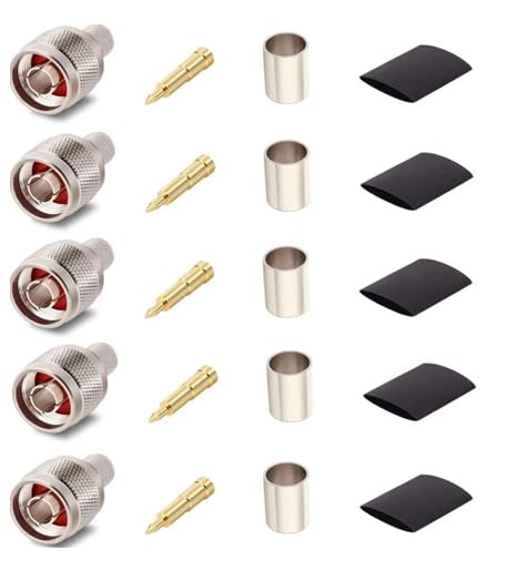 NBR RF N Male Crimping Connector for LMR 400 N Crimp Plug Male for Coaxial Cable Pack of 5 Silver/Gold-image-15