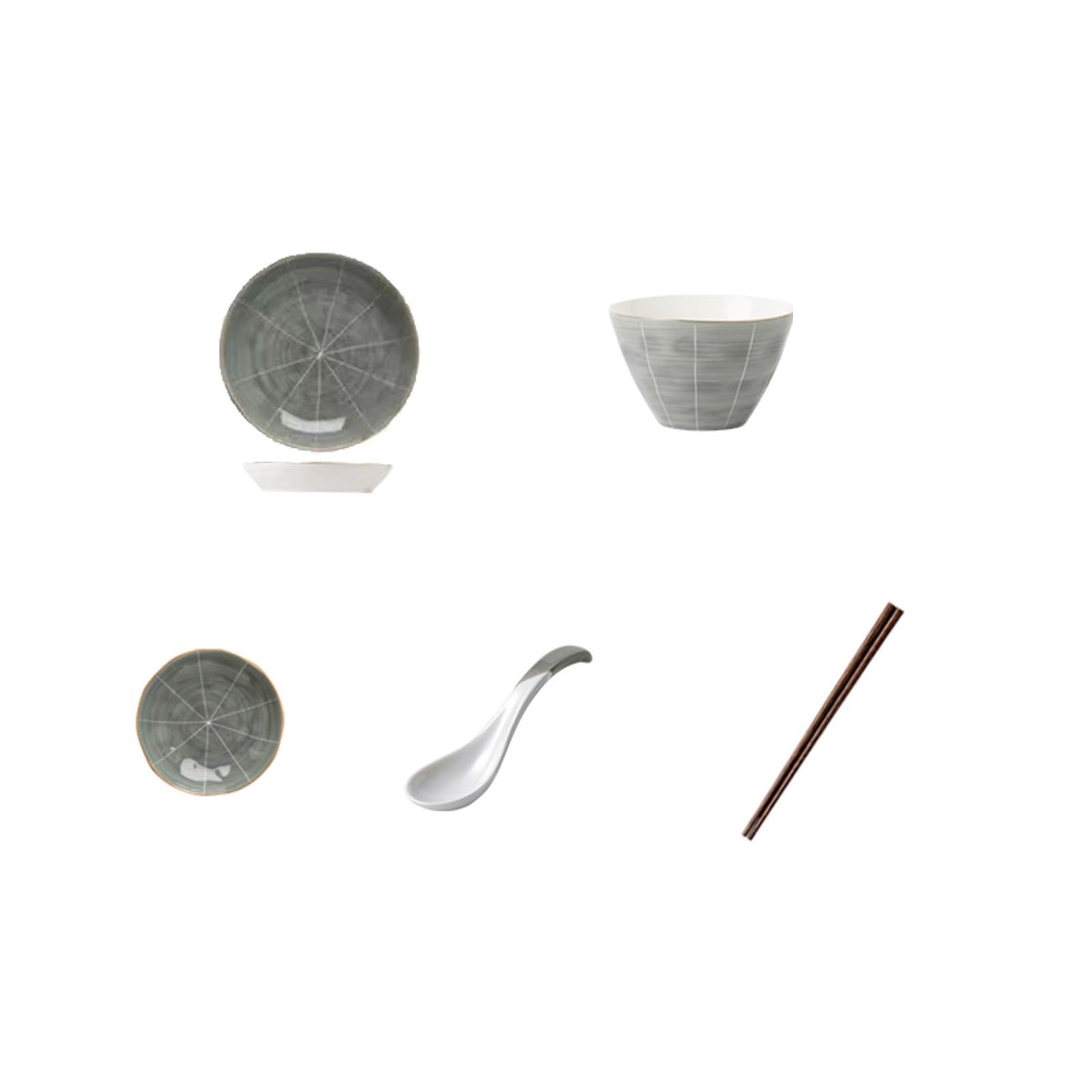 Juego de 5 platos ligeros de cerámica Phnom Penh para el hogar, personalidad fresca, limpieza térmica