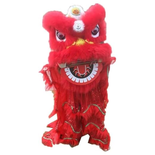 Löwen-Tanz-Maskottchen-Kostüm für 5–12 Jahre, Party, Karneval, Festival, chinesischer traditioneller Drachen- und Löwen-Tanz (A)